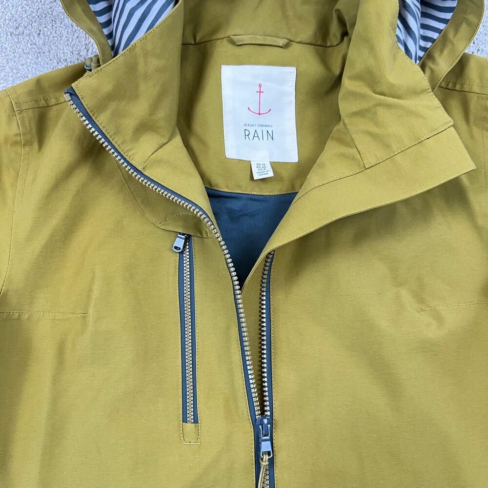 Seasalt Cornwall RAIN Coverack Waterproof Yellow Green Pear Rain Coat Jacket (8) - Picture 15 of 16